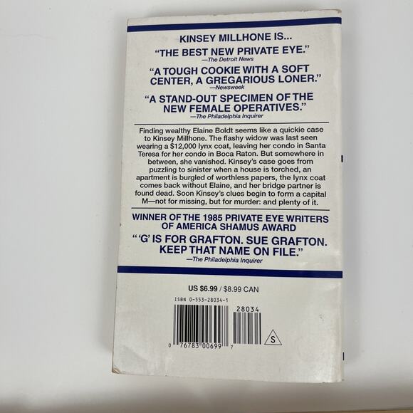 Sue Grafton Paperback Books Alphabet Mystery Kinsey Millhone A-D K Lot of 5 - Picture 6 of 11